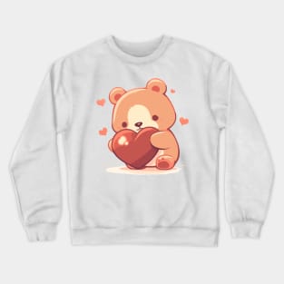 Cute bear in love holding a heart Crewneck Sweatshirt